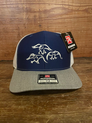 Hat - Blue, White and Heather Grey